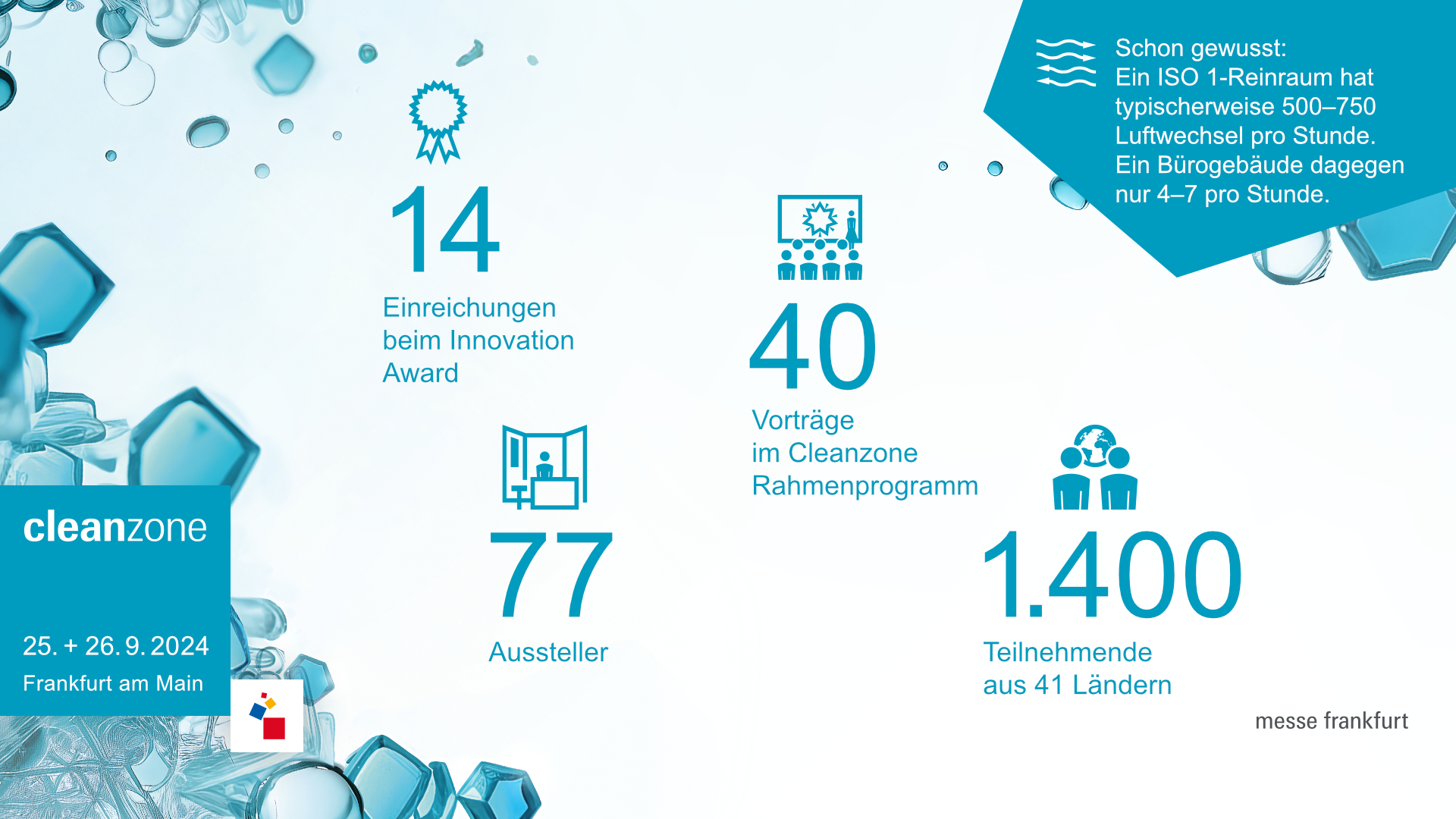 Daten und Fakten zur Cleanzone 2024.  Quelle: Messe Frankfurt Exhibition GmbH